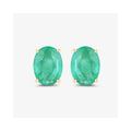 2.40 Ct Oval Green Zambian Emerald Prong 10K White Gold Stud Earrings by Fine Color Jewels
