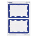 Universal Border-Style Self-Adhesive Name Badges, 3 1/2 x 2 1/4, White/Blue, 100/Pack
