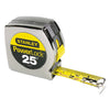 Stanley Powerlock II Power Return Rule, 1" x 25 ft, Chrome/Yellow