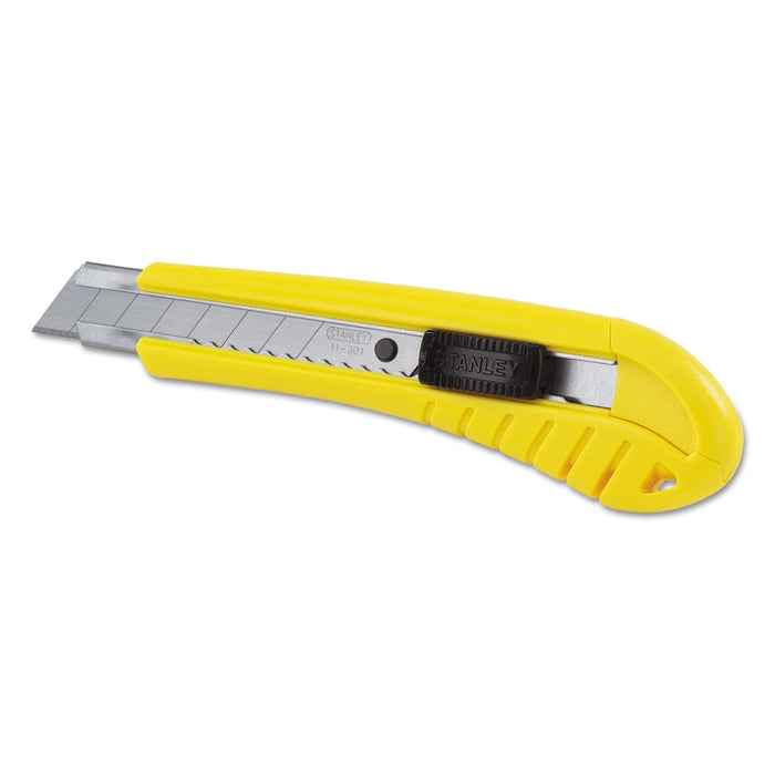 Stanley Standard Snap-Off Knife, 18 mm Blade, 6.75" Plastic Handle, Yellow