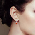 Peach Sapphire Drop Hoop Earrings by Fine Color Jewels