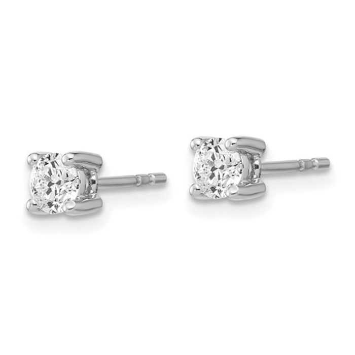 14k White Gold Lab Diamond Round Solitaire Stud Earrings by Fine Color Jewels