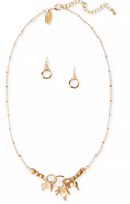 Style and Co Gold-Tone Beaded Charm Hammered Ring Statement Necklace and Earring by Vanessa Jane