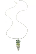 Inc Silver-Tone Ombre Crystal Leaf Long Pendant Necklace by Vanessa Jane