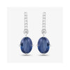 1.90 Ct Oval Blue Sapphire & Diamond Prong 10K Gold Dangle Earrings