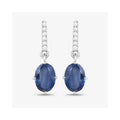 1.90 Ct Oval Blue Sapphire & Diamond Prong 10K Gold Dangle Earrings by Fine Color Jewels