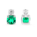 Green Colombian Created Emerald Stud Earrings by Fine Color Jewels