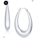 And Now This Large Silver Plated Polished Graduated Puff Medium Hoop Earrings by Vanessa Jane