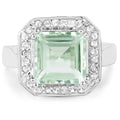 5.21 Carat Genuine Green Amethyst and White Topaz .925 Sterling Silver Ring by Bids.com