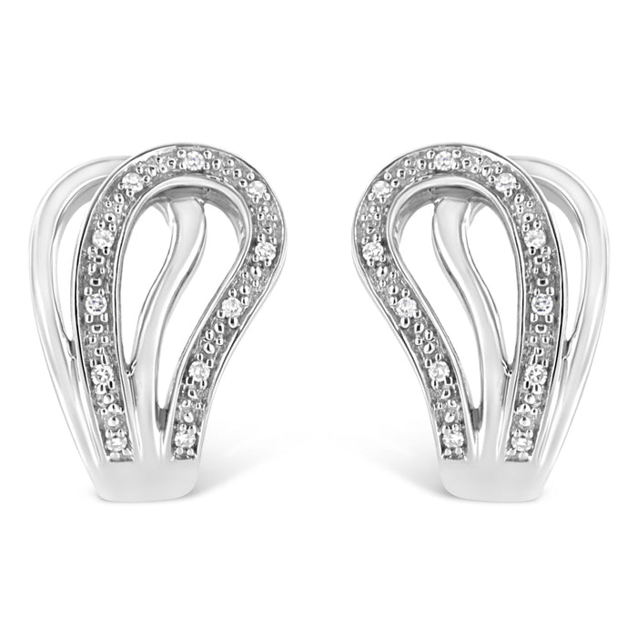 .925 Sterling Silver Pave-Set Diamond Accent Horseshoe Hoop Earring (I-J Color, I1-I2 Clarity) by Bids.com