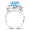 7.32 Carat Genuine Swiss Blue Topaz & White Topaz .925 Sterling Silver Ring by Bids.com
