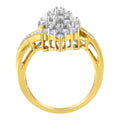 10K Yellow Gold Round And Baguette Cut Diamond Cluster Ring (1 1/10 Cttw, H-I Color, SI2-I1 Clarity) - Size 7 by Bids.com