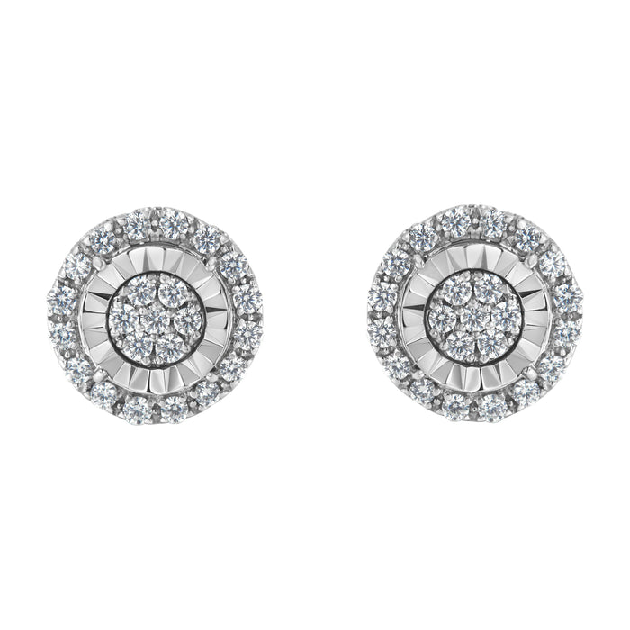 Sterling Silver Diamond Cluster Earrings (1 cttw, I-J Color, I2-I3 Clarity) by Bids.com