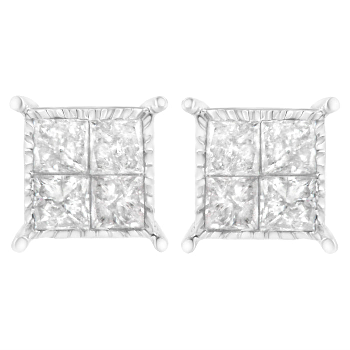 Sterling Silver 3/4 cttw Composite Diamond Stud Earrings (I-J, I2-I3) by Bids.com
