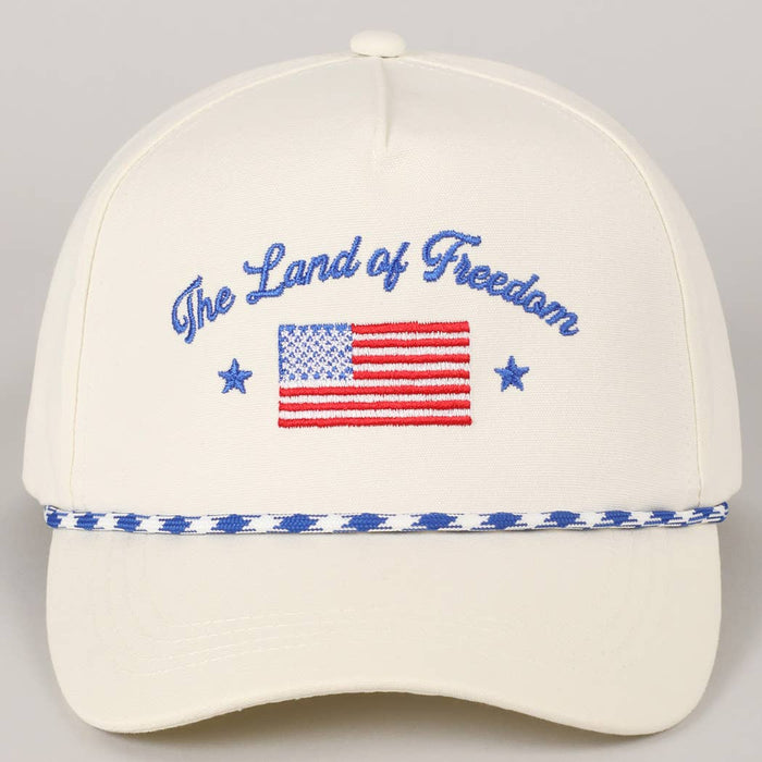 The Land of Freedom Flag Embroidered Trucker Hat by Boutique 23