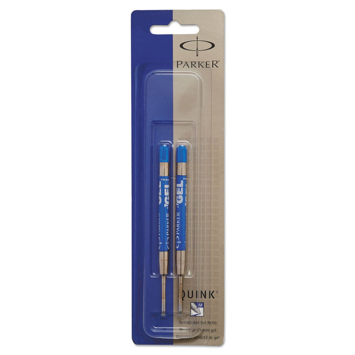Parker Refill for Parker Retractable Gel Ink Roller Ball Pens, Medium Conical Tip, Blue Ink, 2/Pack