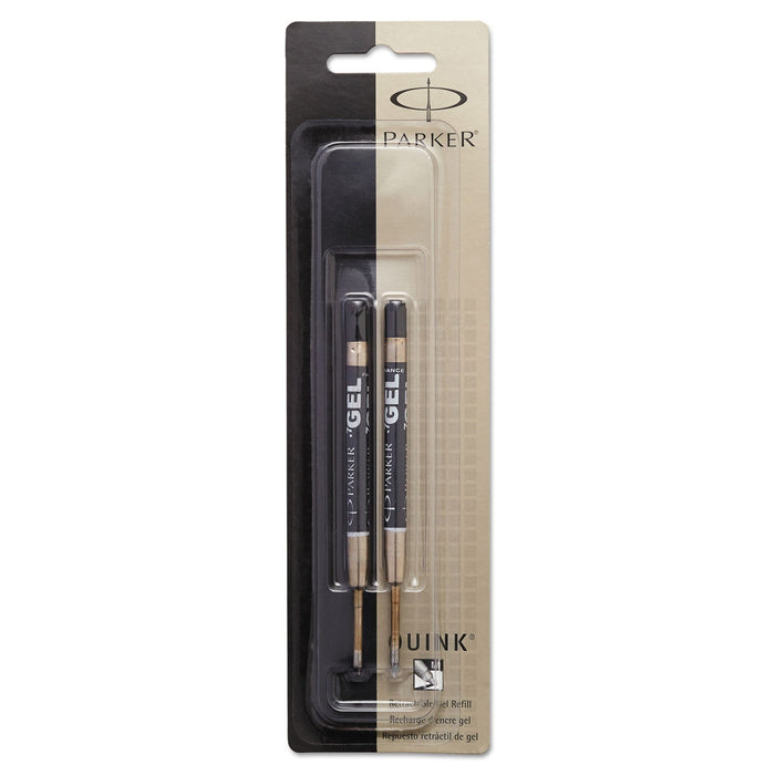 Parker Refill for Parker Retractable Gel Ink Roller Ball Pens, Medium Conical Tip, Black Ink, 2/Pack