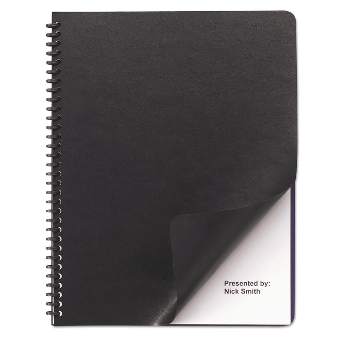 GBC Leather-Look Presentation Covers for Binding Systems, Black, 11.25 x 8.75, Unpunched, 50 Sets/Pack