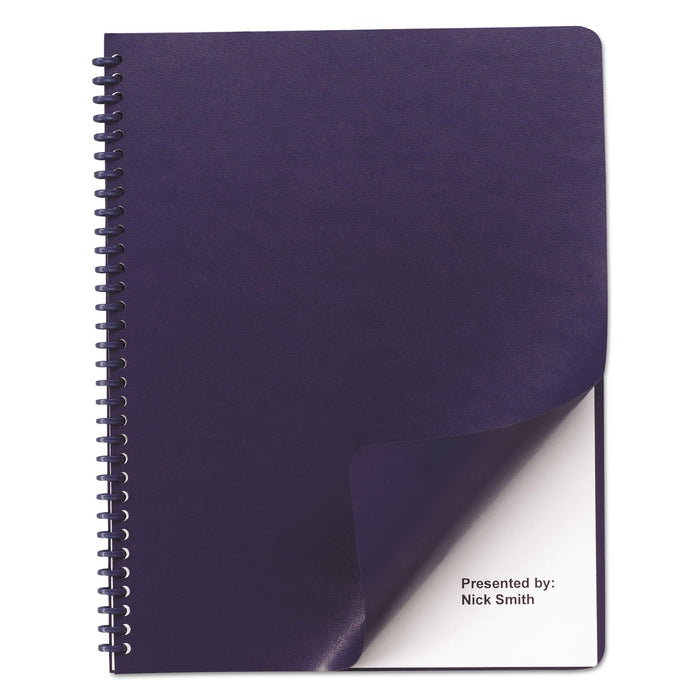 GBC Leather-Look Presentation Covers for Binding Systems, Navy, 11.25 x 8.75, Unpunched, 100 Sets/Box