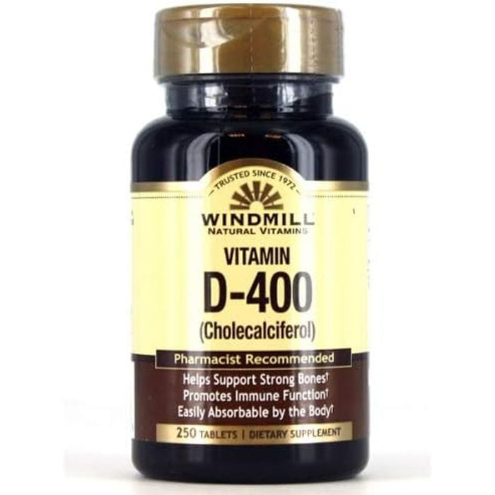 Windmill Vitamin D3 400IU Tablets 250 by Pasteur Pharmacy