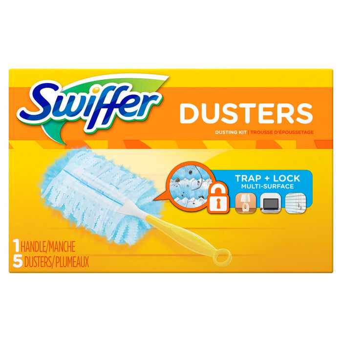 Swiffer Dusters Starter Kit, Dust Lock Fiber, 6" Handle, Blue/Yellow by Pasteur Pharmacy