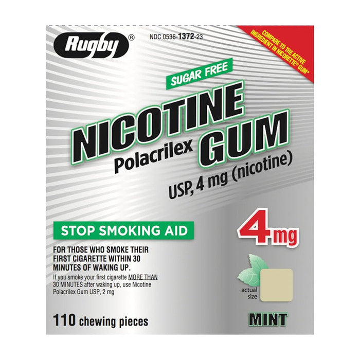 Rugby Nicotine Gum 4 mg - Starburst Mint Flavor, 110 Pieces by Pasteur Pharmacy