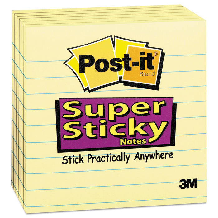 Post-it Pads in Canary Yellow, Note Ruled, 4" x 4", 90 Sheets/Pad, 6 Pads/Pack