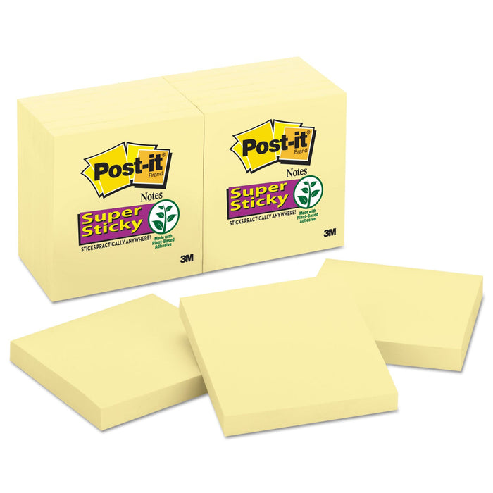 Post-it Pads in Canary Yellow, 3" x 3", 90 Sheets/Pad, 12 Pads/Pack