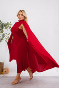 The Stella Cape Plus Size Midi Dress - Red by Fasheabe