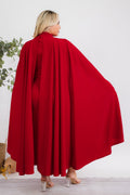 The Stella Cape Plus Size Midi Dress - Red by Fasheabe