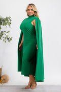 The Stella Cape Plus Size Midi Dress - Green by Fasheabe
