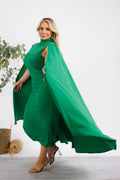 The Stella Cape Plus Size Midi Dress - Green by Fasheabe