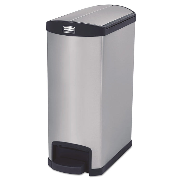 Rubbermaid Slim Jim Stainless Steel Step-On Container, End Step Style, 13 gal, Black