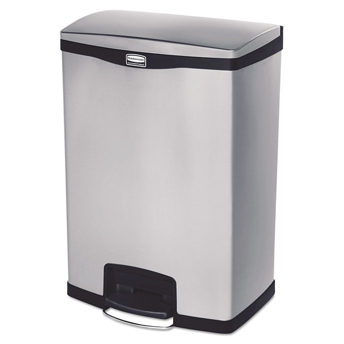 Rubbermaid Slim Jim Stainless Steel Step-On Container, Front Step Style, 24 gal, Black