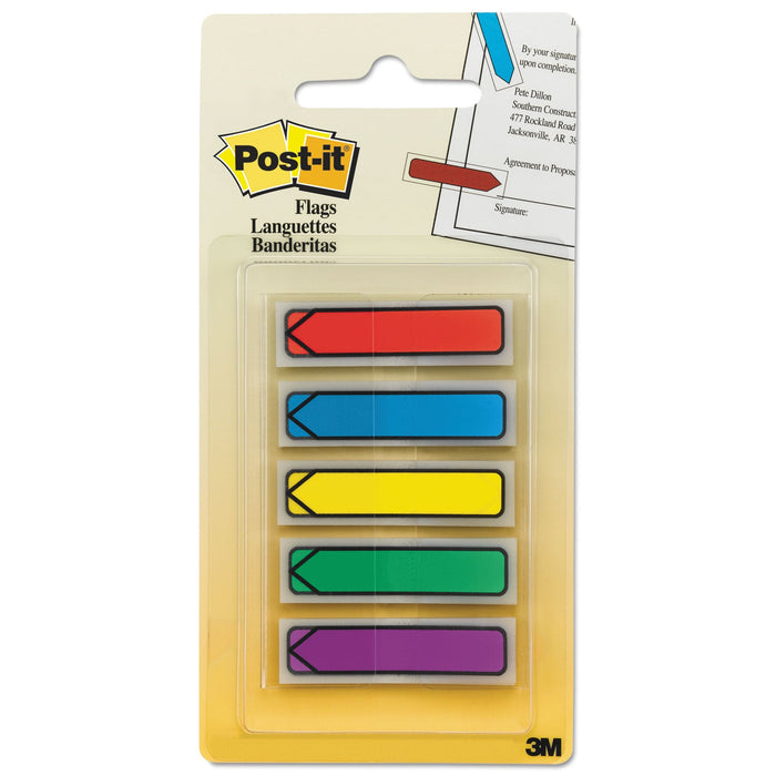 Post-it Arrow 0.5" Page Flags, Blue/Green/Purple/Red/Yellow, 20/Color, 100/Pack