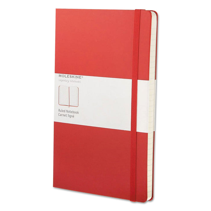 Moleskine Classic Colored Hardcover Notebook, 1 Subject, Narrow Rule, Red Cover, 8.25 x 5, 240 Sheets