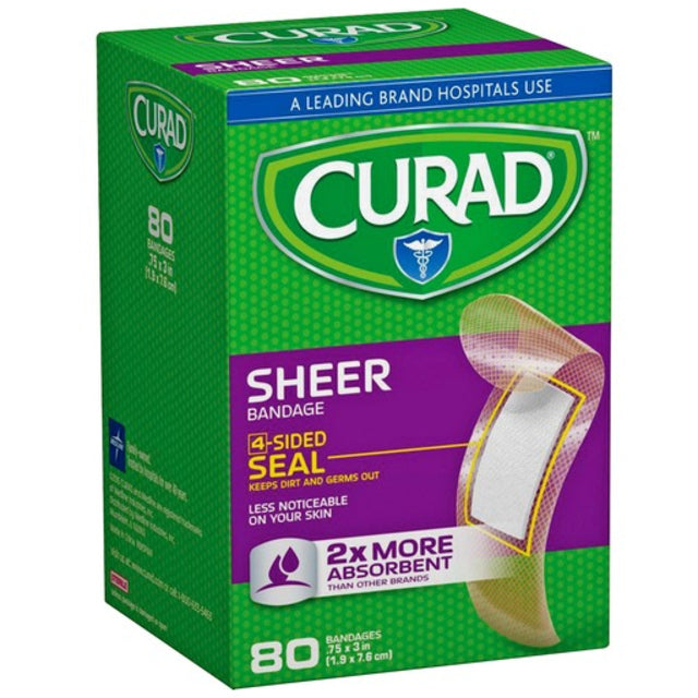 Curad Sheer Adhesive Bandages, Clear 80 Ct by Pasteur Pharmacy