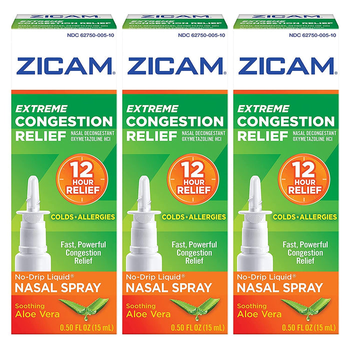 Zicam Extreme Congestion Relief, No Drip Liquid Nasal Spray, Soothing Aloe Vera, 0.5 Fl Oz (15 Ml) by Pasteur Pharmacy