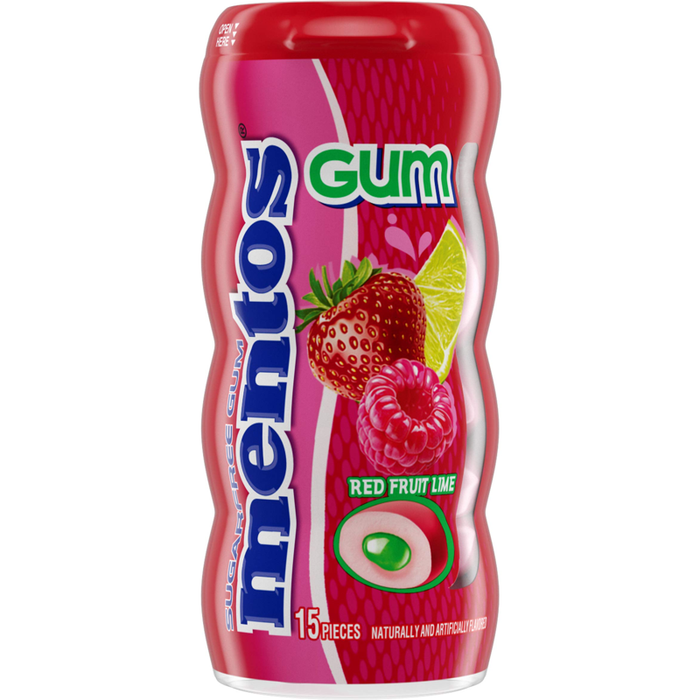 Mentos Gum, Sugarfree, Red Fruit, Lime 15 ct by Pasteur Pharmacy