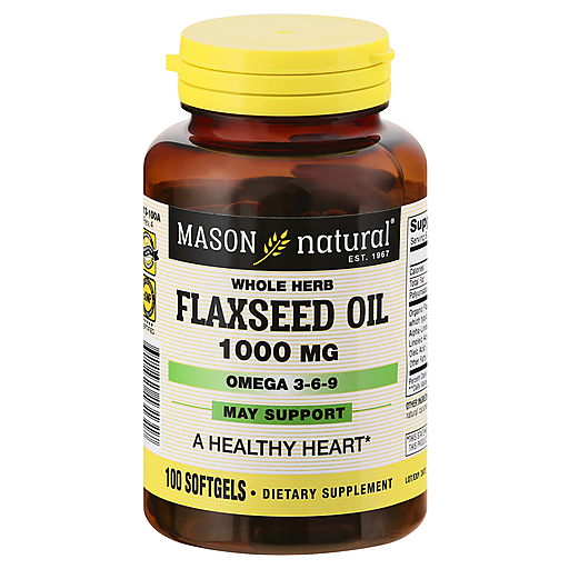 Mason Natural® Flaxseed Oil 1000 mg – Plant-Based Omega Support (Softgels) by Pasteur Pharmacy