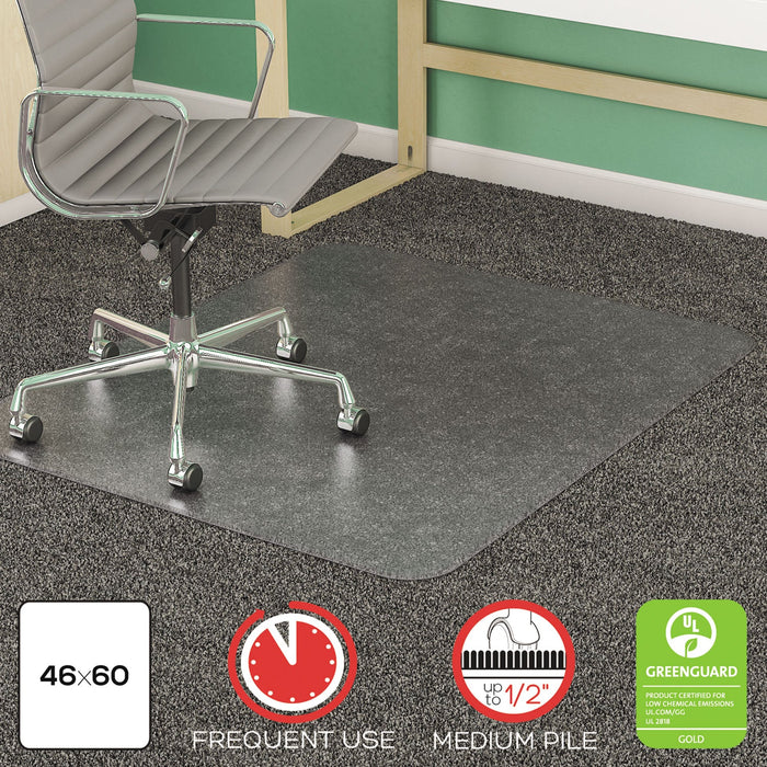 deflecto SuperMat Frequent Use Chair Mat, Medium Pile Carpet, Flat, 46 x 60, Rectangle, Clear