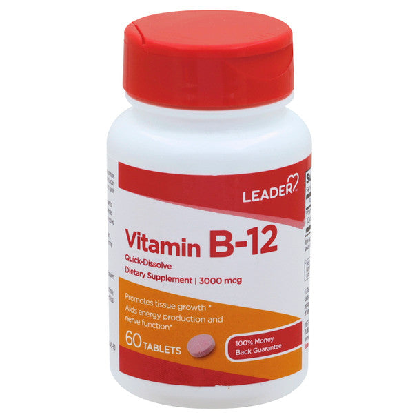 Leader B-12 3000 Mcg Quick Dissolve Tablets 60 Ct by Pasteur Pharmacy