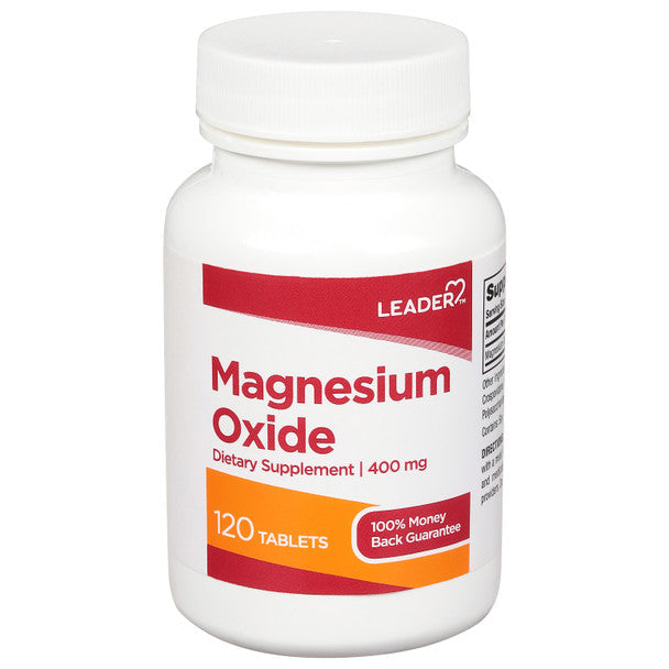 Leader Magnesium Oxide 400 mg – High Potency Supplement, 120 Tablets by Pasteur Pharmacy