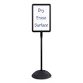 Safco Double Sided Sign, Magnetic/Dry Erase Steel, 18 x 18, White, Black Frame