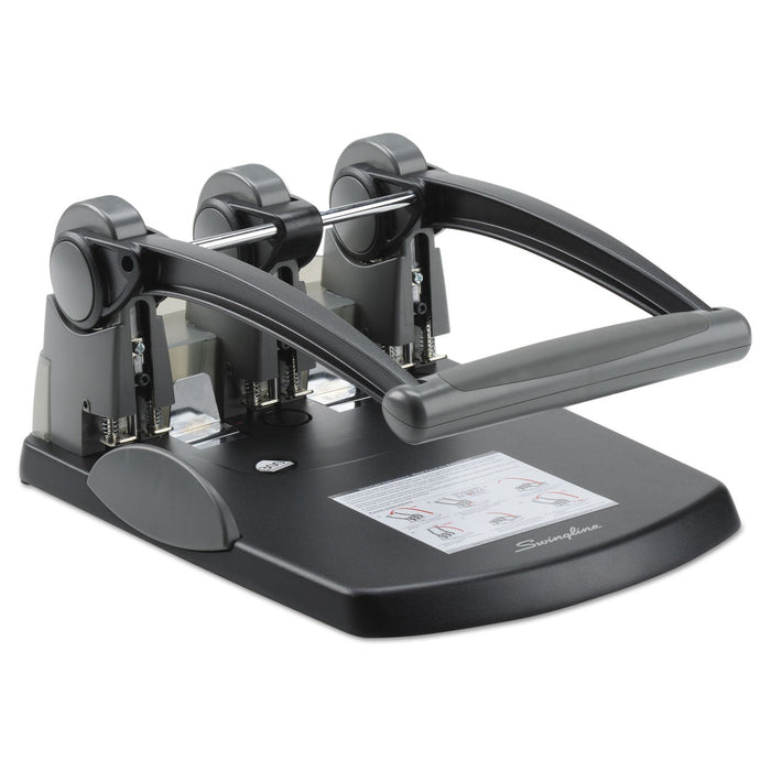 Swingline 300-Sheet Extra High-Capacity Three-Hole Punch, 9/32" Holes, Black/Gray