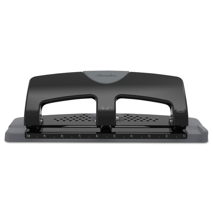 Swingline 20-Sheet SmartTouch Three-Hole Punch, 9/32" Holes, Black/Gray