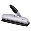 Swingline 20-Sheet LightTouch Desktop Two- to Seven-Hole Punch, 9/32" Holes, Silver/Black