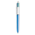 BIC 4-Color Multi-Function Ballpoint Pen, Retractable, Medium 1 mm, Black/Blue/Green/Red Ink, Blue Barrel