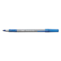 BIC Round Stic Grip Xtra Comfort Ballpoint Pen, Stick, Fine 0.8 mm, Blue Ink, Gray/Blue Barrel, Dozen