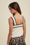 Contrast Sweater Tank Top - Taupe/Black by Boutique 23